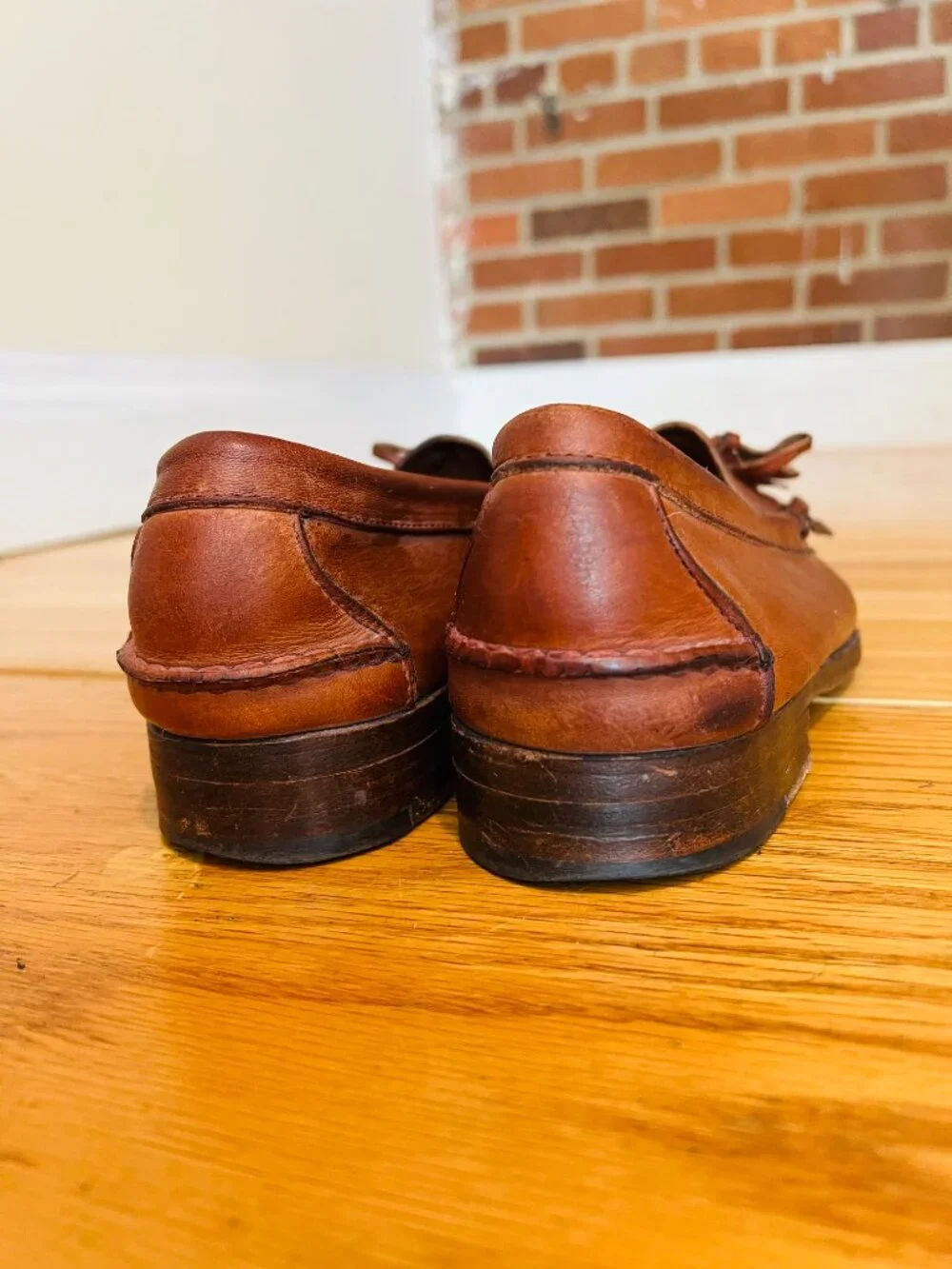 Polo Ralph Lauren Brown Leather Tassel Penny Loafers 8 Bench Made in Maine USA